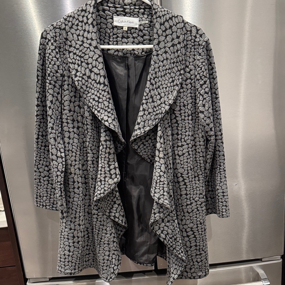 Calvin Klein Women's Black and Gray Textured Blazer